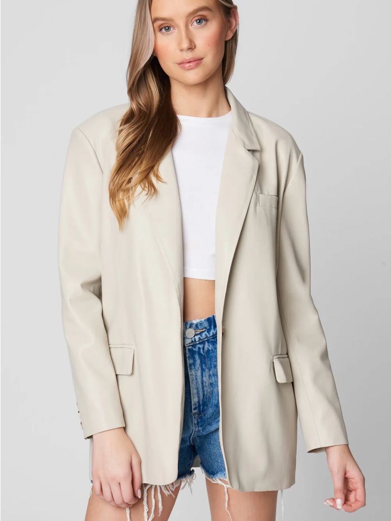 Blank Nyc Nwt Faux Vegan Leather Bare Essential Blazer Jacket Size Small